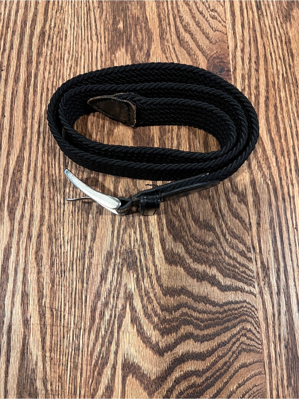 Dockers Black Braided Elastic Belt with Silver-Tone Buckle